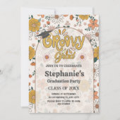 Groovy Afstudeerder: Far Out Afstuderen Invitation Kaart (Voorkant)