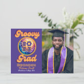Groovy Afstudeerder Retro Disco Peace 2023 Afstude Kaart (Staand voorkant)