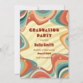 Groovy Afstudeerder - Retro Style Afstuderen Invit Kaart (Voorkant)