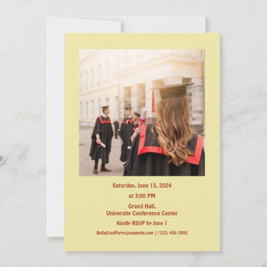 Groovy Afstudeerder - Retro Style Afstuderen Invit Kaart (Achterkant)