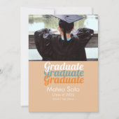 Groovy Afstuderen Foto Bold Announding Kaart (Voorkant)