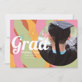 Groovy Afstuderen Foto Bold Invitation Kaart (Voorkant)