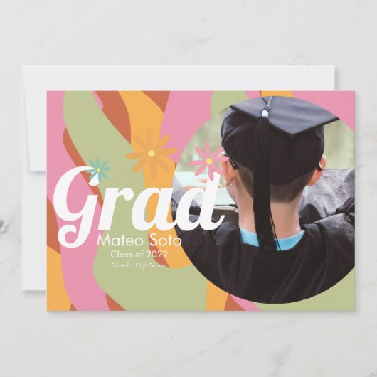 Groovy Afstuderen Foto Bold Invitation Kaart (Voorkant)