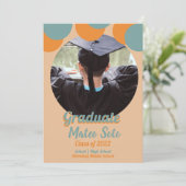 Groovy Afstuderen Stippen Foto aankondiging (Staand voorkant)