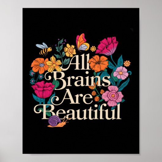 Groovy Alle Hersenen Zijn Mooi Bloemig Autisme Bew Poster (Voorkant)