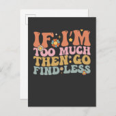 Groovy Als ik te veel ben ga dan minder retro vind Uitnodiging Briefkaart (Voorkant / Achterkant)