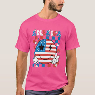 Groovy America USA Smile Face Patriotic 4th of Jul T-shirt