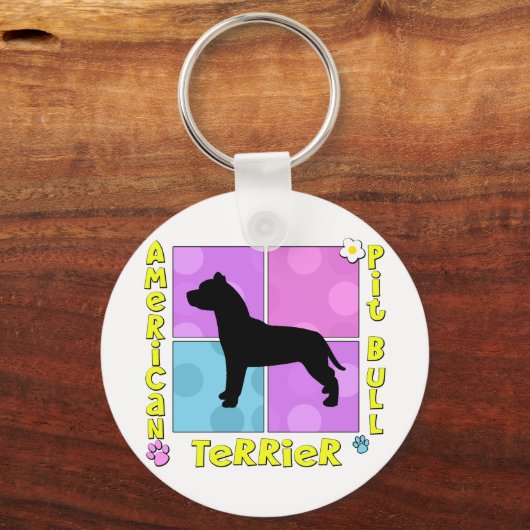 Groovy American Pit Bull Terrier Sleutelhanger (Voorkant)