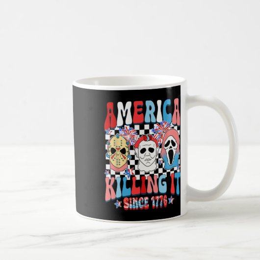 Groovy Amerika Doet Het Sinds 1776 Horror 4de Juli Koffiemok (Rechts)