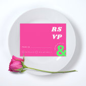 Groovy Ampersand Retro Hot Roze Bruiloft RSVP Kaar Informatiekaartje