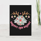 Groovy And Bright Merry Christmas Disco Ball Reind Kaart (Voorkant)