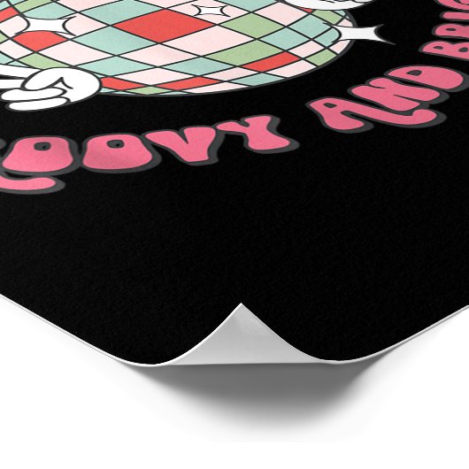 Groovy And Bright Merry Christmas Disco Ball Reind Poster (Hoek)