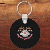 Groovy And Bright Merry Christmas Disco Ball Reind Sleutelhanger (Voorkant)