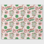 Groovy and Bright Pink and Green Retro Holiday Cadeaupapier (Vlak)
