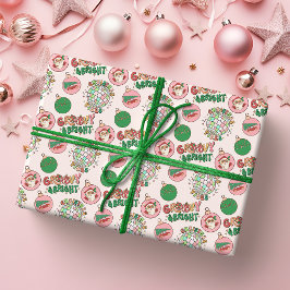 Groovy and Bright Pink and Green Retro Holiday Cadeaupapier