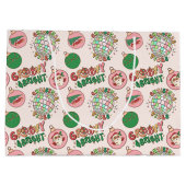 Groovy and Bright Pink and Green Retro Holiday Groot Cadeauzakje (Achterkant)