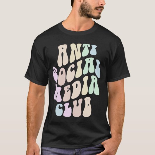 Groovy ANTI SOCIAL MEDIA CLUB Retro Introvert Blij T-shirt (Voorkant)