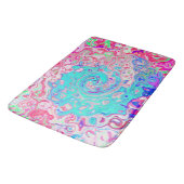 Groovy Aqua Blue en roze Abstract Retro Swirl Badmat (Gekanteld)