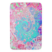 Groovy Aqua Blue en roze Abstract Retro Swirl Badmat (Voorkant Verticaal)