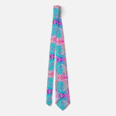 Groovy Aqua Blue en roze Abstract Retro Swirl Stropdas (Achterkant)