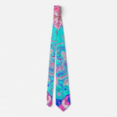 Groovy Aqua Blue en roze Abstract Retro Swirl Stropdas (Achterkant)