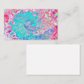 Groovy Aqua Blue en roze Abstract Retro Swirl Visitekaartje (Voorkant / Achterkant)