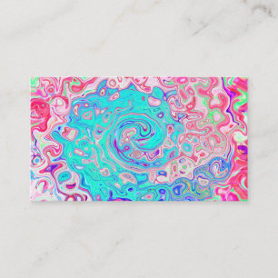 Groovy Aqua Blue en roze Abstract Retro Swirl Visitekaartje