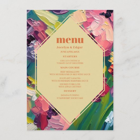 Groovy Art Deco Trouwschilderij Menu (Voorkant)