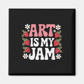 Groovy Art Is My Jam Retro Funny Art Teacher Straw Magneet (Voorkant)