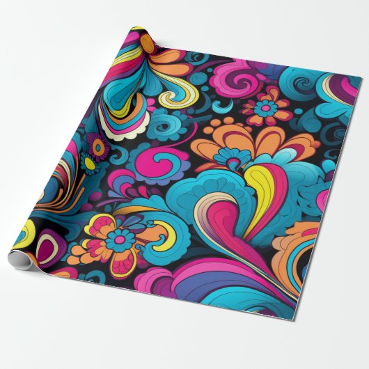 Groovy Art Wrapping Paper Cadeaupapier (Uitgerold)