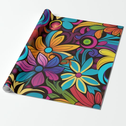 Groovy Art Wrapping Paper Cadeaupapier (Uitgerold)