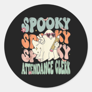 Groovy Attendance Clerk Grappig Halloween Kostuum Ronde Sticker