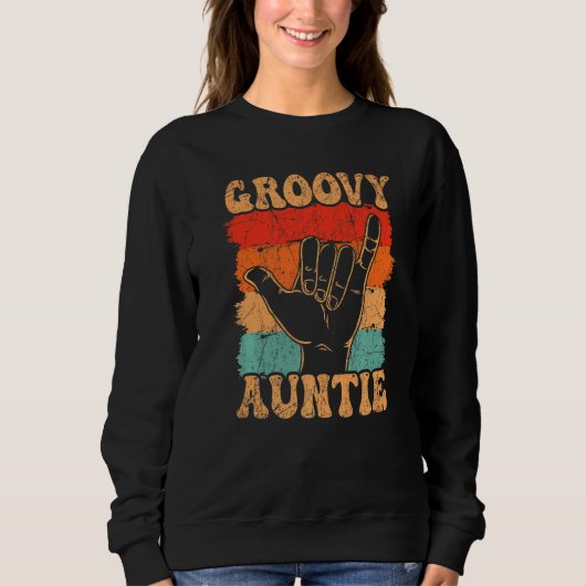 Groovy Auntie 70s Aesthetic Nostalgia 1970's Retro Trui (Voorkant)