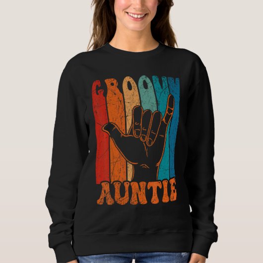 Groovy Auntie 70s Aesthetic Nostalgia 1970's Retro Trui (Voorkant)