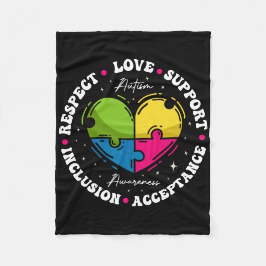 Groovy Autisme Bewustzijn Respect Liefde Steun Bla Fleece Deken (Voorkant)