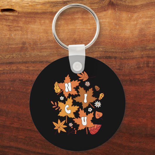 Groovy Autumn NICU Verpleegster Maple Leaf Herfst  Sleutelhanger (Voorkant)