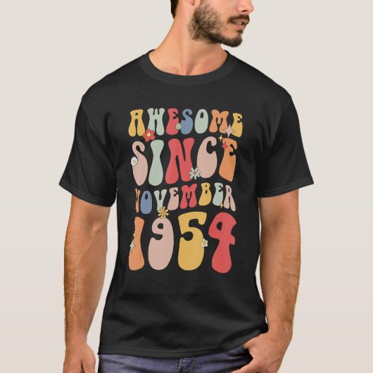 Groovy Awesome Since November 1954 Retro 68th T-shirt (Voorkant)