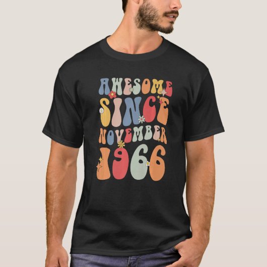Groovy Awesome Since November 1966 Retro  56th T-shirt (Voorkant)