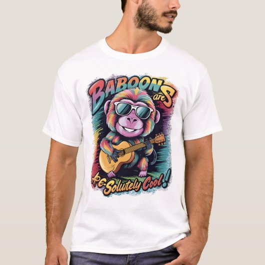 Groovy Baboon: Bavianen zijn aap-absoluut cool T-shirt (Voorkant)