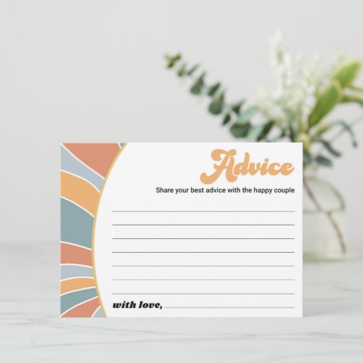 Groovy Baby Advice Retro Sunshine Baby shower Advieskaart (Staand voorkant)