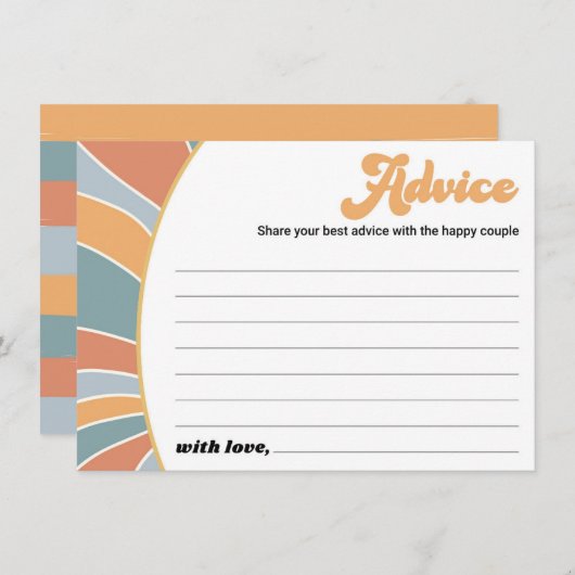 Groovy Baby Advice Retro Sunshine Baby shower Advieskaart (Voorkant / Achterkant)