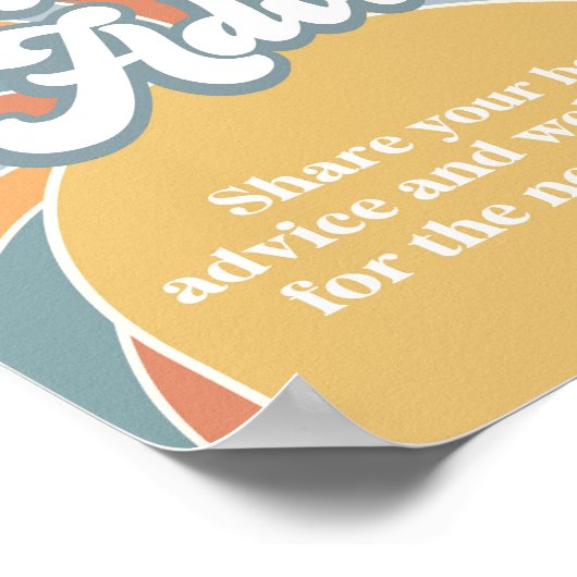 Groovy Baby Advice Retro Sunshine Baby shower Poster (Hoek)