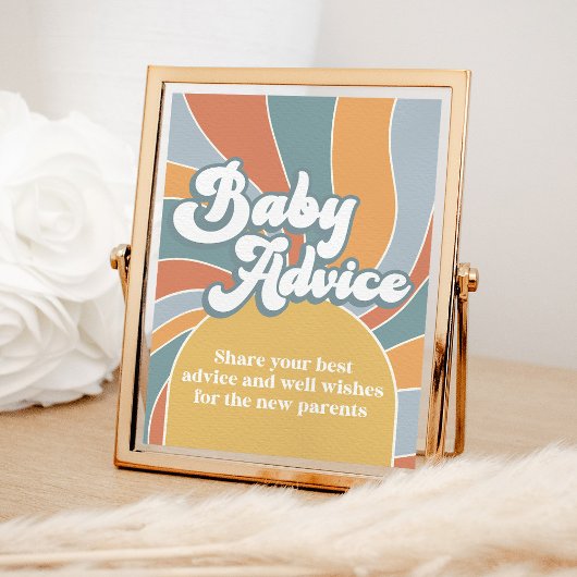 Groovy Baby Advice Retro Sunshine Baby shower Poster