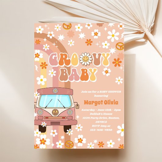 Groovy Baby Baby shower Party Kaart