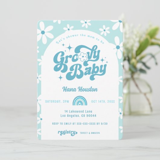 Groovy Baby Boho Arch Baby shower Kaart (Staand voorkant)