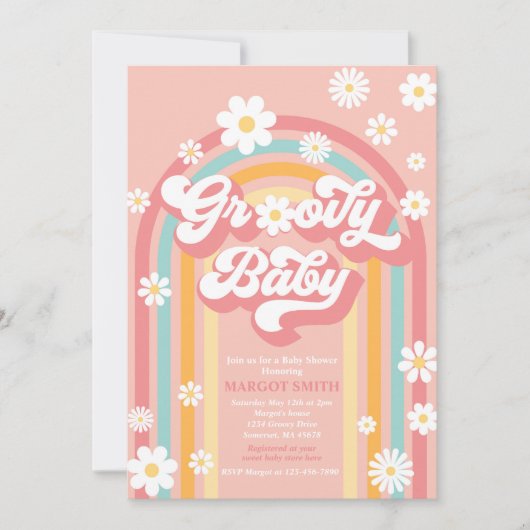 Groovy Baby Boho Daisy Rainbow Baby shower Kaart (Voorkant)