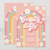 Groovy Baby Boho Daisy Rainbow Baby shower Kaart (Voorkant / Achterkant)