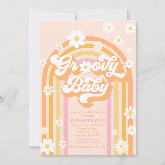 Groovy Baby Boho Daisy Rainbow Baby shower Kaart (Voorkant)