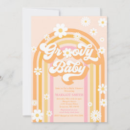 Groovy Baby Boho Daisy Rainbow Baby shower Kaart