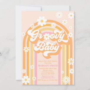 Groovy Baby Boho Daisy Rainbow Baby shower Kaart